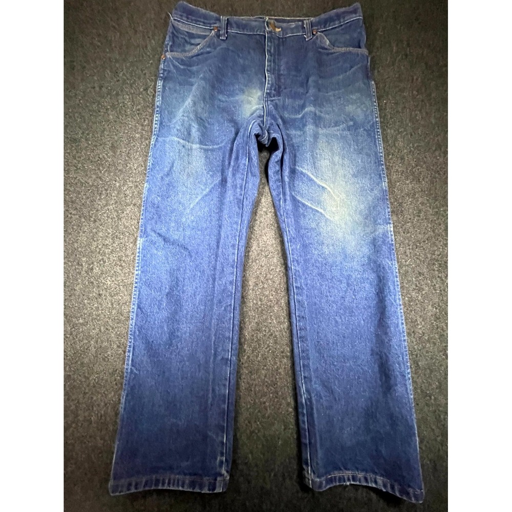 Vintage Wrangler 13MWZ Cowboy Cut Jeans Mens 37x30 Blue Denim Faded Distressed
